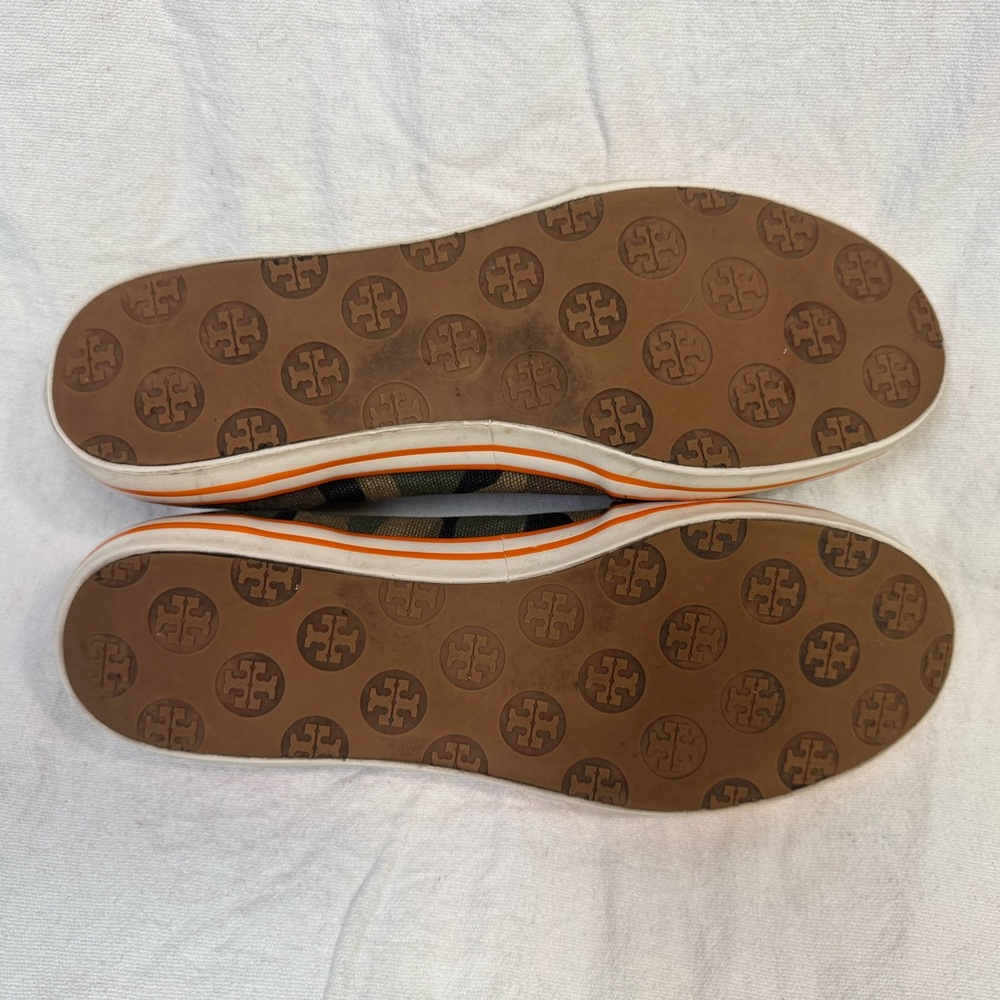 Tory Burch Reva Camouflage and Orange Loafers - Picture 8 of 14